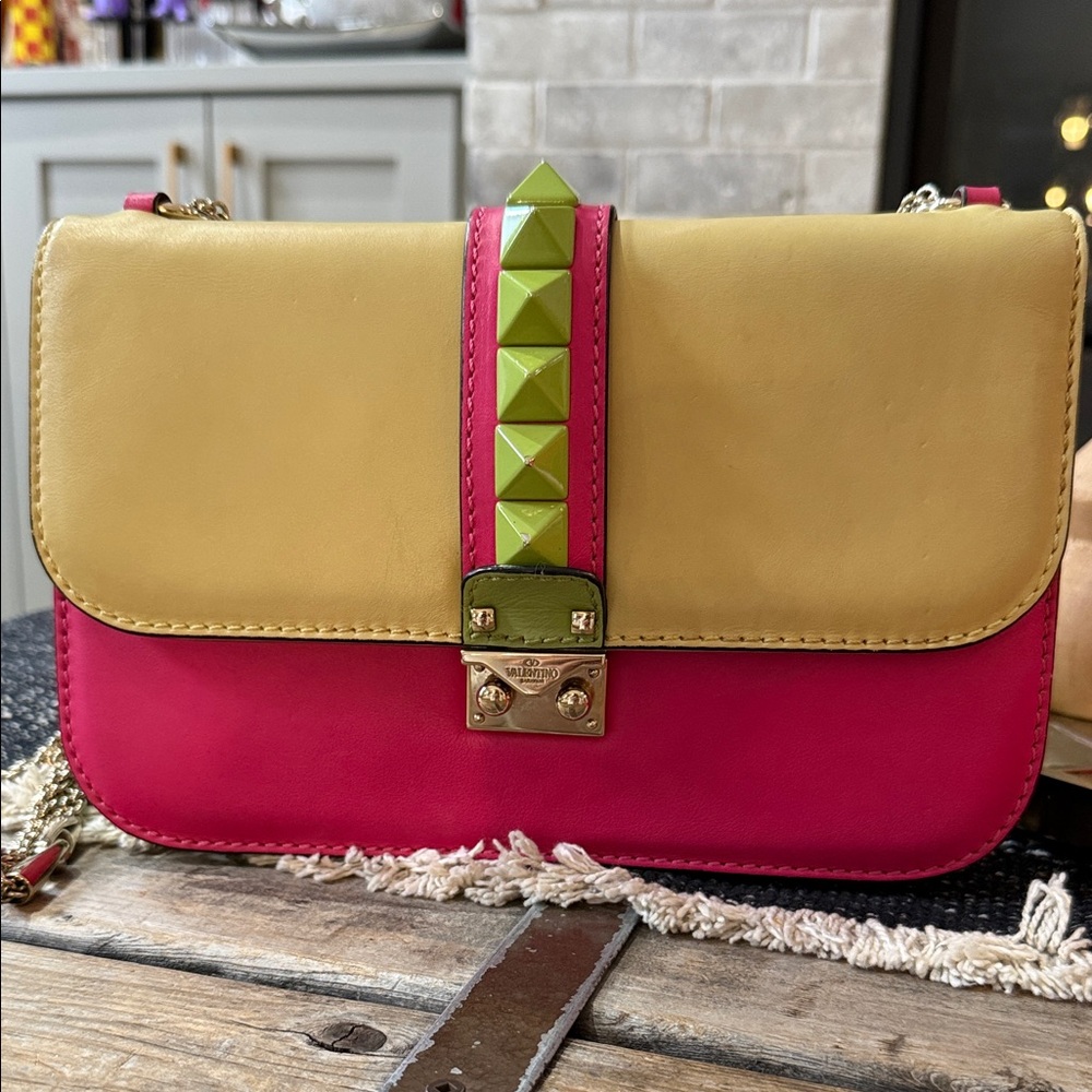 Valentino Pink and Yellow Bag with Green Accents